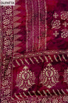 Garnet Sequence & Zari Threadwork Cotton Unstitched Salwar Suit With Cotton Dupatta