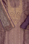 Mauve Sequence & Zari Threadwork Cotton Unstitched Salwar Suit With Cotton Dupatta