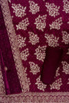 Magenta Swarovski & Zari Threadwork Organza Unstitched Salwar Suit With Organza Dupatta