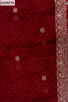 Maroon Swarovski & Zari Threadwork Organza Unstitched Salwar Suit With Organza Dupatta