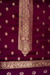 Garnet Woven Zari Satin Unstitched Salwar Suit With Satin Dupatta