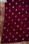 Garnet Woven Zari Satin Unstitched Salwar Suit With Satin Dupatta