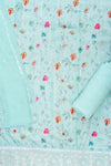 Sea Green Sequence, Threadwork & Floral Printed Cotton Unstitched Salwar Suit With Chiffon Dupatta