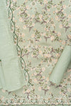 Pista Threadwork & Floral Printed Cotton Unstitched Salwar Suit With Cotton Dupatta