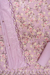 Onion Threadwork & Floral Printed Cotton Unstitched Salwar Suit With Cotton Dupatta