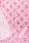 Pink Cutwork, Sequence, Threadwork & Digital Printed Cotton Unstitched Salwar Suit With Cotton Dupatta