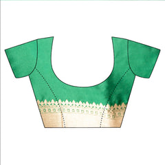 Bottle Green Banarasi Silk Woven Zari Saree With Unstitched Blouse