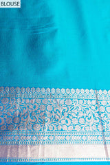 Firozi Banarasi Silk Woven Zari Saree With Unstitched Blouse