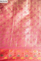 Dark Firozi Tissue Banarasi Woven Zari Saree With Unstitched Blouse