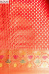 Coral Organza Banarasi Woven Zari Saree With Unstitched Blouse