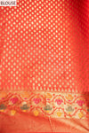 Mango Gold Organza Banarasi Woven Zari Saree With Unstitched Blouse