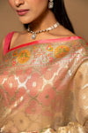 Tussar Banarasi Woven Zari Cotton Saree With Unstitched Blouse