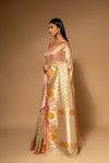 Tussar Banarasi Woven Zari Cotton Saree With Unstitched Blouse