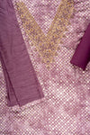 Mauve Sequence, Zari Threadwork & Digital Printed Cotton Unstitched Salwar Suit With Cotton Dupatta