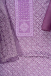 Mauve Bead, Mirror Sheet, Threadwork & Bandhini Printed Cotton Unstitched Salwar Suit With Cotton Dupatta