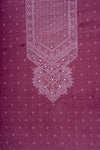 Mauve Mirror Sheet, Threadwork & Digital Printed Cotton Unstitched Salwar Suit With Cotton Dupatta