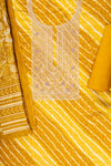 Mustard Sequence, Zari Threadwork & Bandhini Printed Cotton Unstitched Salwar Suit With Cotton Dupatta