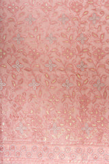 Pink Georgette Unstitched Suit With Chiffon Dupatta