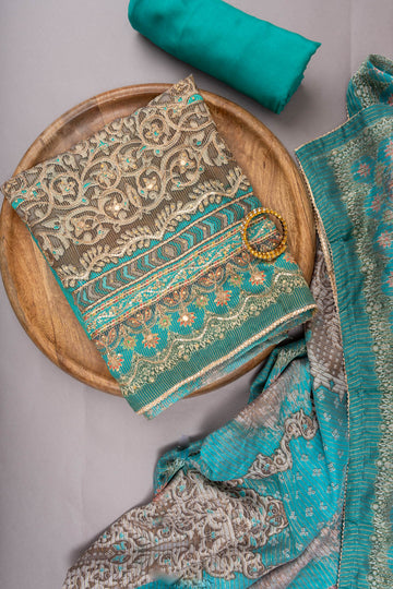 Rama Crepe Unstitched Suit With Chinon Crepe Dupatta