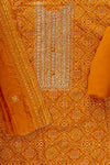 Mustard Sequence, Zari Threadwork & Bandhini Printed Cotton Unstitched Salwar Suit With Cotton Dupatta