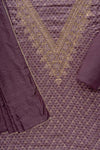 Mauve Sequence, Zari Threadwork & Digital Printed Cotton Unstitched Salwar Suit With Cotton Dupatta