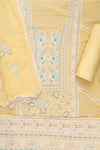 Lemon Gold Organza Unstitched Suit With Chiffon Dupatta