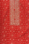 Red Sequence, Zari Threadwork & Bandhini Printed Cotton Unstitched Salwar Suit With Cotton Dupatta