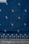 Navy Blue Sequence, Zari Threadwork & Bandhini Printed Cotton Unstitched Salwar Suit With Cotton Dupatta