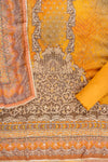 Mustard Crepe Unstitched Suit With Chinon Crepe Dupatta