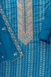 Royal Blue Sequence, Zari Threadwork & Digital Printed Cotton Unstitched Salwar Suit With Cotton Dupatta