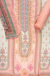 Peach Crepe Unstitched Suit With Chiffon Dupatta