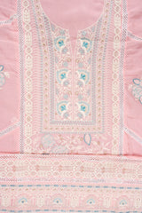 Pink Organza Unstitched Suit With Chiffon Dupatta