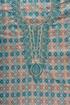 Sky Blue Sequence, Threadwork & Floral Printed Cotton Unstitched Salwar Suit With Cotton Dupatta