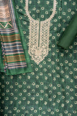 Mint Green Cotton Unstitched Suit With Cotton Dupatta