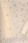 Off White Georgette Unstitched Suit With Chiffon Dupatta