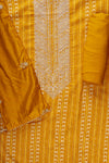 Mustard Sequence, Zari Threadwork & Digital Printed Cotton Unstitched Salwar Suit With Cotton Dupatta