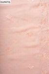 Peach Georgette Unstitched Suit With Chiffon Dupatta