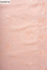 Peach Georgette Unstitched Suit With Chiffon Dupatta