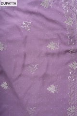 Mauve Georgette Unstitched Suit With Chiffon Dupatta