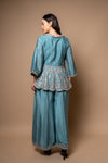 Mint Green Sequence & Zari Threadwork Crepe Readymade Suit With Palazzo