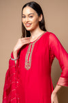 Rani Georgette Readymade Suit And Pant With Tissue Dupatta