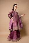 Onion Crepe Readymade Suit And Palazzo With Chinon Dupatta