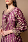 Onion Crepe Readymade Suit And Palazzo With Chinon Dupatta