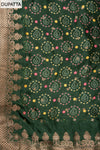 Bottle Green Georgette Unstitched Suit With Organza Dupatta