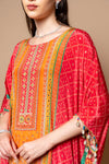 Orange Gotta Patti, Mirror, Sequence & Digital Printed Crepe Readymade Suit With Pant