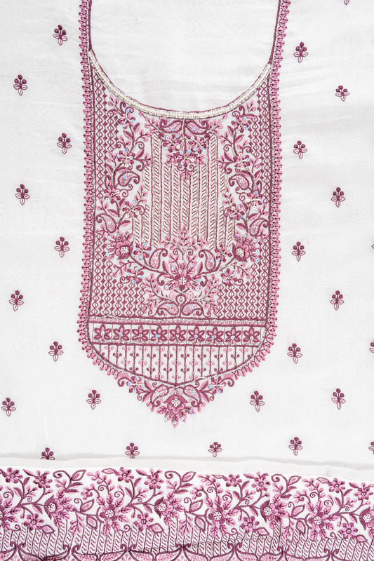 Garnet Off White Organza Embroidered Unstitched Suit With Dupatta