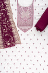 Garnet Off White Organza Embroidered Unstitched Suit With Dupatta