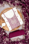 Garnet Off White Organza Embroidered Unstitched Suit With Dupatta