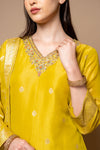 Parrot Shimmer Readymade Suit And Pant With Tissue Dupatta