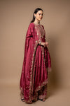 Gajari Crepe Readymade Suit And Palazzo With Chinon Dupatta